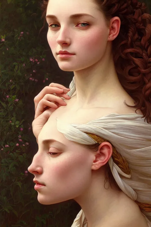 Prompt: beautiful portrait of a woman, similar to'the milkmaid ', beautiful woman, symmetry, perspective, portrait, anime!!, fantasy, ultra detailed, elegant, intricate, dynamic lighting, hyperrealism, digital art, digital painting, artstation, wlop, sharp focus, illustration, art by artgerm and greg rutkowski and alphonse mucha, 8 k