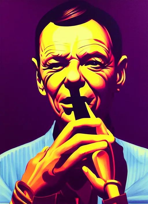 Image similar to frank sinatra smoking acigar, tristan eaton, victo ngai, artgerm, rhads, ross draws