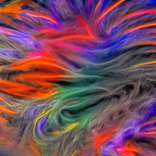 Image similar to multi color smoke, smoke has the shape of a small ( outstretched ribbed wings and head of an ancient dragon ), billowy, hdr, 8 k, 4 k