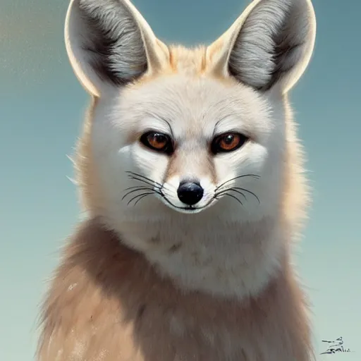 Image similar to Arctic Fennec Fox, intricate, highly detailed, digital painting, artstation, concept art, smooth, sharp focus, illustration, Unreal Engine 5, 8K, art by artgerm and greg rutkowski and alphonse mucha