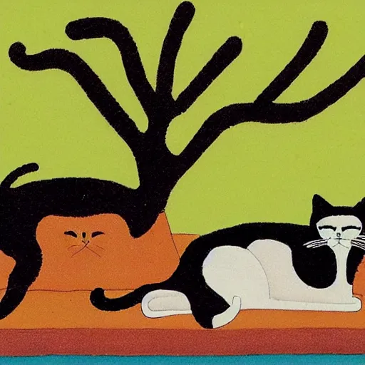 Prompt: cats in the style of glen baxter