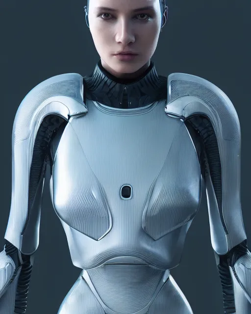 a futuristic 3 d render portrait of a humanoid wearing | Stable ...