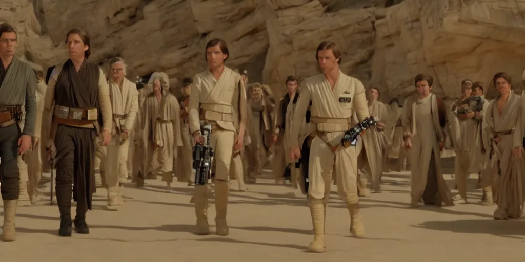 Prompt: a still from the movie Star Wars in the style of Wes Anderson