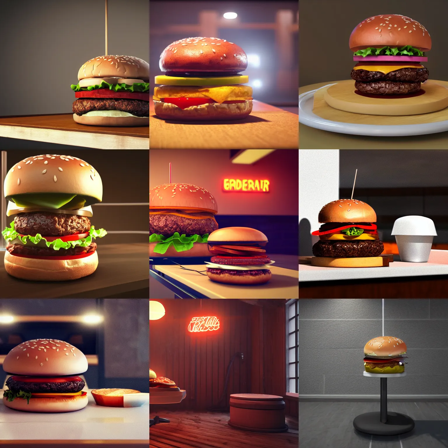 Prompt: a hamburger sitting in the electric chair, unreal 5, DAZ, hyperrealistic, octane render, dynamic lighting