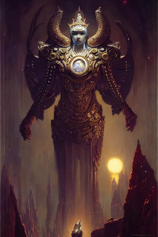 Image similar to king of diamonds by gaston bussiere, bayard wu, greg rutkowski, giger, maxim verehin