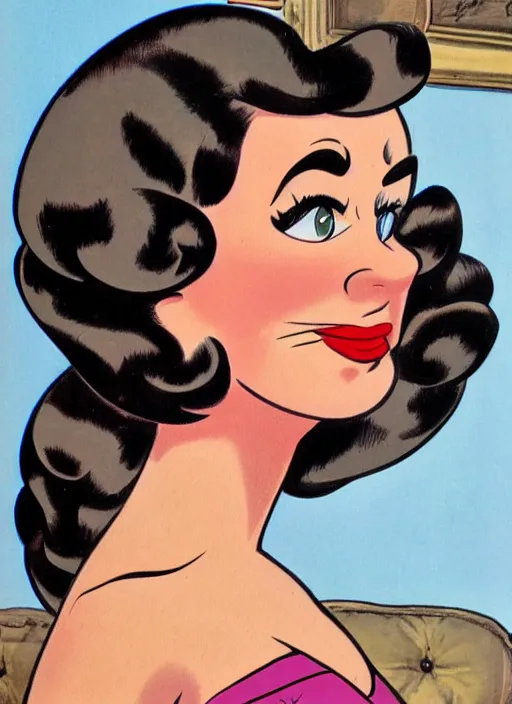 Image similar to closeup profile face portrait of a 1 9 5 0 s girl by dan decarlo, bob clampett, bill ward, max fleischer