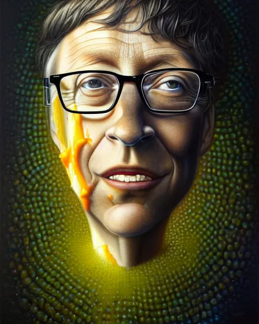 Image similar to detailed portrait of bill gates cheese!! grater!!! shredded by tomasz alen kopera and peter mohrbacher and johanna martine! and margaret keane! coherent luminescent