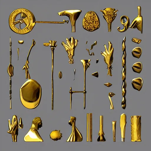 Image similar to polished gold tools designed in the style of body horror