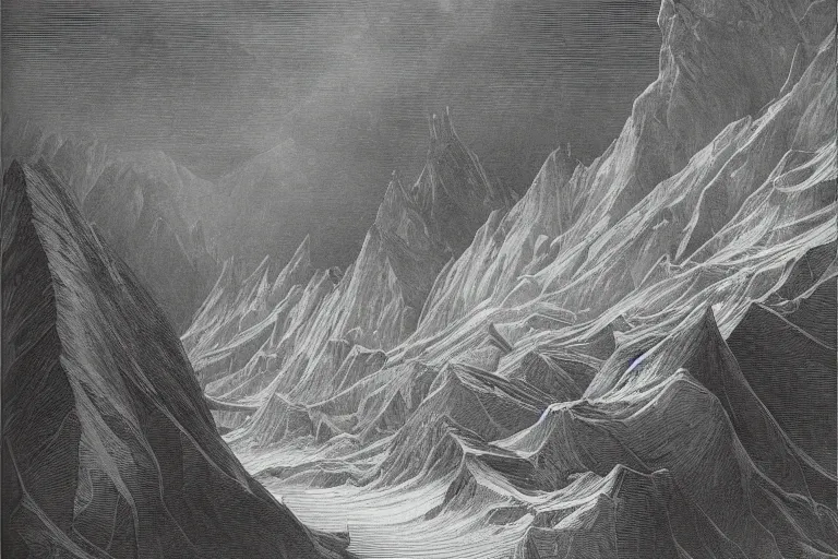 Image similar to low poly by Gustave Doré