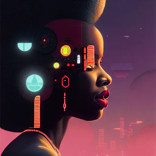 Prompt: side profile of a black woman :: blood :: background sea :: intricate details :: oxygen implant :: 8k :: simon stalenhag and Sandra Chevrier