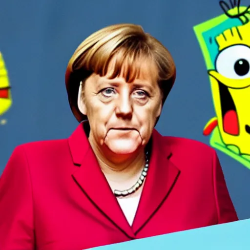 Image similar to angela merkel as spongebob squarepants