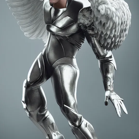 Prompt: cinematic full body shot of a male angel flying over hell, white metallic armor, elegant pose, flying, detailed arms, detailed white armor, two arms, two legs, detailed fanart, macro art, realistic digital art, DeviantArt, artstation, 3D realistic, 8k HD, octane render