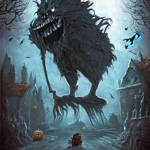 Prompt: Epic Halloween Fantasy Art by John Stephans