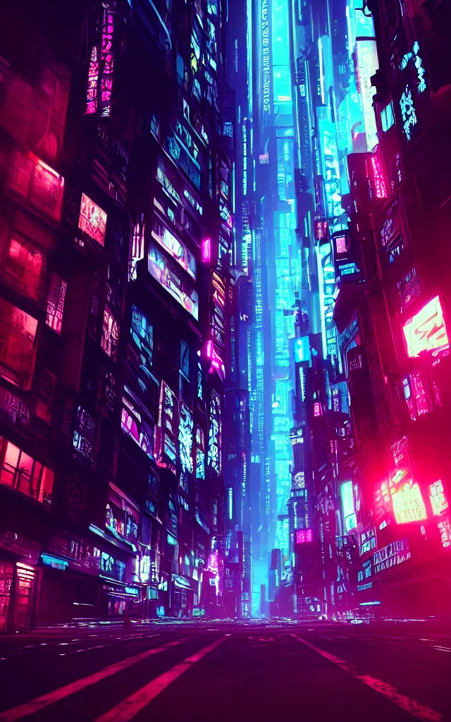 Image similar to concept art of a magnificent dark neon futuristic cyberpunk city bustling street at night cyberart in the style of liam wong in the film akira rendered in octane, 3 d render, trending on cgsociety, blender 3 d