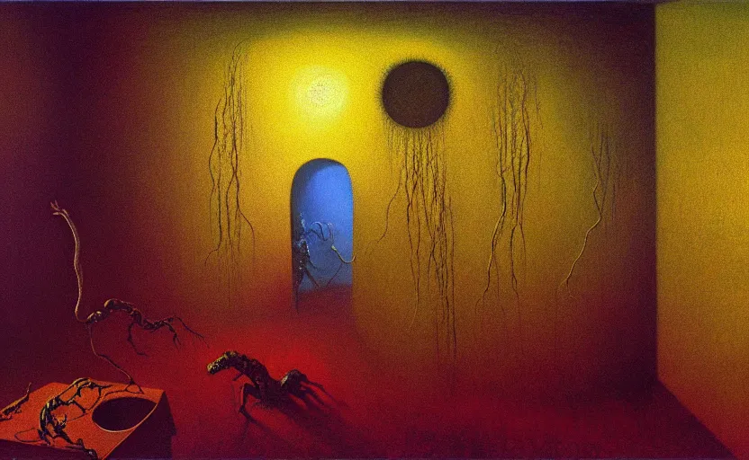 Image similar to a cosmic horror monstrosity inside of a childs bedroom, painting by zdzisław beksinski, extremely detailed, disturbing, cinematic, 4 k, 8 k,