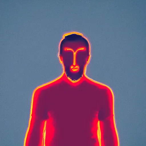 Image similar to a man with red glowing eyes