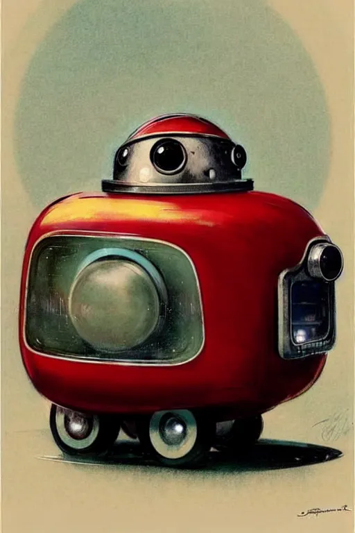 Image similar to ( ( ( ( ( 1 9 5 0 s retro future android robot fat robot dog wagon. muted colors., ) ) ) ) ) by jean - baptiste monge,!!!!!!!!!!!!!!!!!!!!!!!!! chrome red