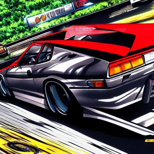 Image similar to Mitshubishi Eclipse GSX in Initial D, High quality, anime art,