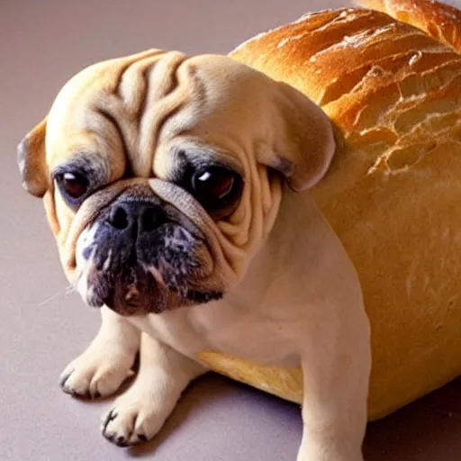 Image similar to dog in a form of a bread loaf