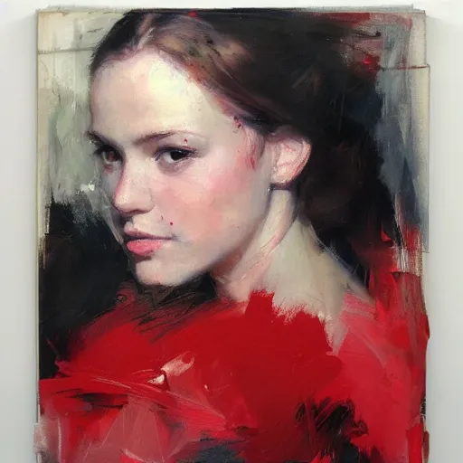 Image similar to spontaneous unfinished romantic portrait under painting, beautiful juicy brush strokes, by richard schmid and sargent, dark, black and red, trending on cgsociety, expressionism