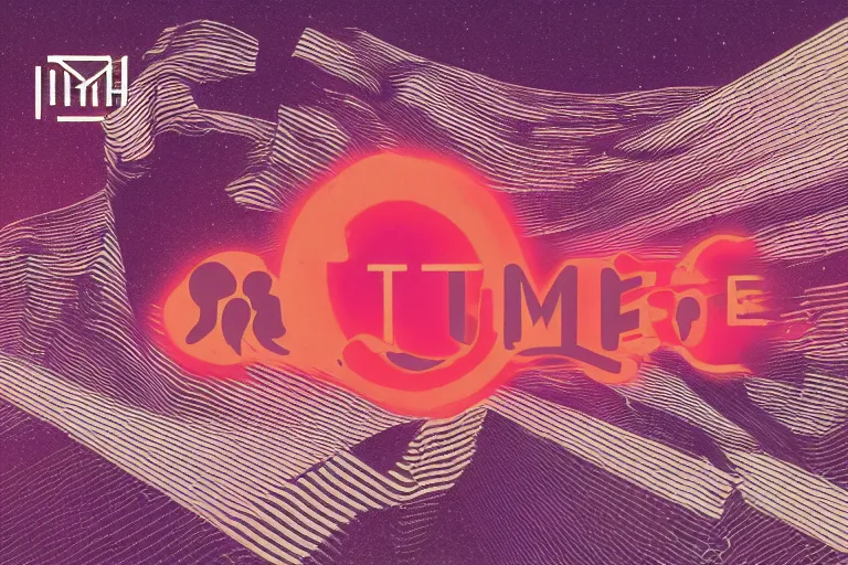 Image similar to Intimaa text logo, socializing album cover, community, synth-wave