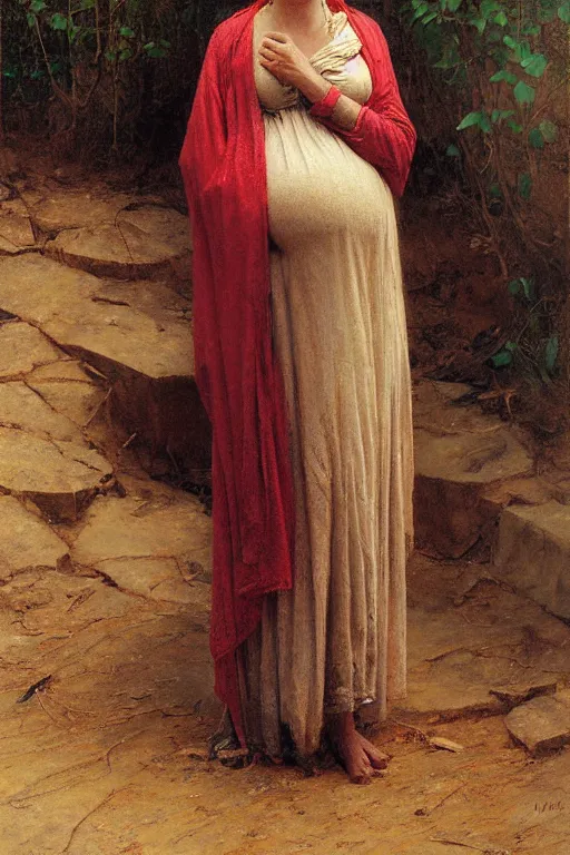 Prompt: starving pregnant woman, by Alyssa Monks, Edmund Blair Leighton