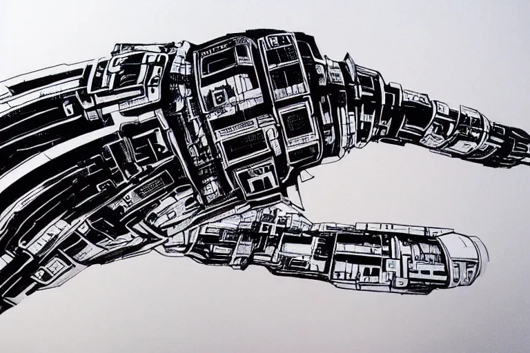 Prompt: futuristic, cyberpunk, martian architecture, minimalistic ink airbrush painting on white background, outline