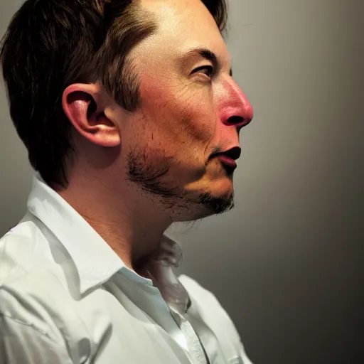 Prompt: Sideview Portrait of elon musk Shepard Fairey