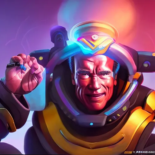 Image similar to a screenshot of arnold schwarzenegger as zenyatta in overwatch, portrait, fantasy, beautiful face, vivid colors, elegant, concept art, sharp focus, digital art, hyper - realistic, 4 k, unreal engine, highly detailed, hd, dramatic lighting by brom, trending on artstation