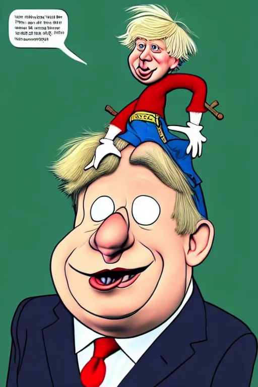 Image similar to boris johnson as the disney version of pinocchio, with a long nose, in the style of kim jung gi