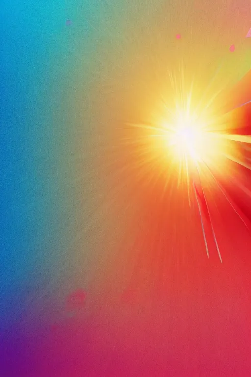 Prompt: geometric 3 d render, soft bright pastel, rainbow fireball in the middle, mountains surrounding, rule of thirds