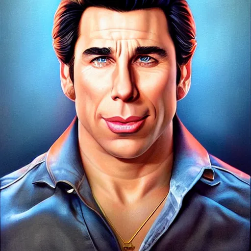 Prompt: john travolta portrait, Pixar style, by Tristan Eaton Stanley Artgerm and Tom Bagshaw.