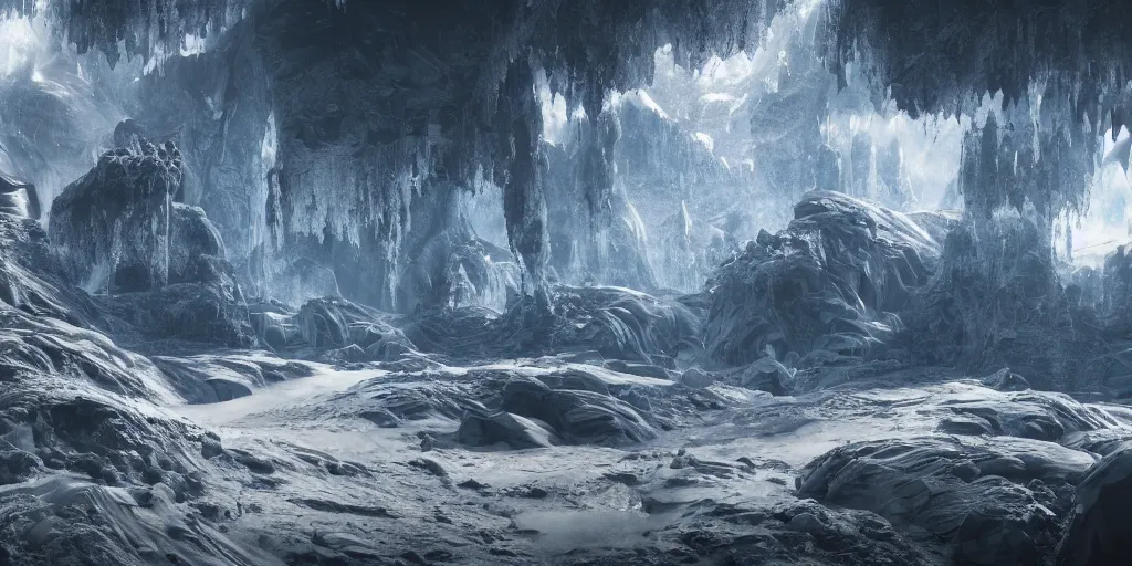 Image similar to landscape made of crystal, cinematic, detailed, epic, widescreen, opening, establishing, mattepainting, photorealistic, 4 k, octane render