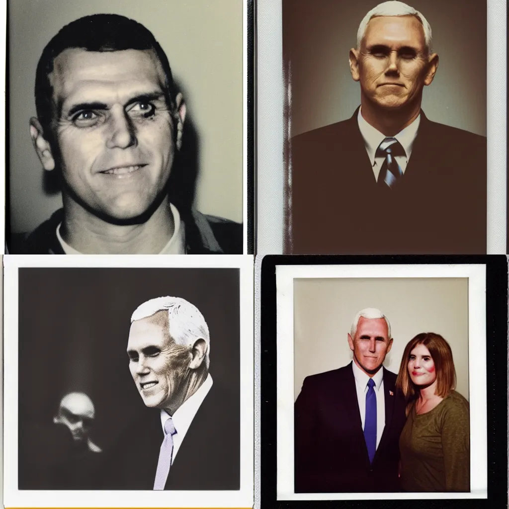 Prompt: polaroid photo of mike pence zombie