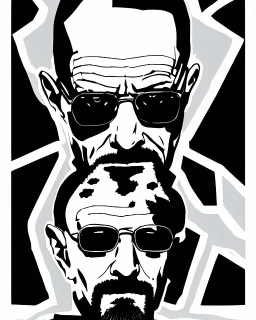 Image similar to Heisenberg, Walter White, in the style of Persona 5, Persona 5, Persona 5 artwork