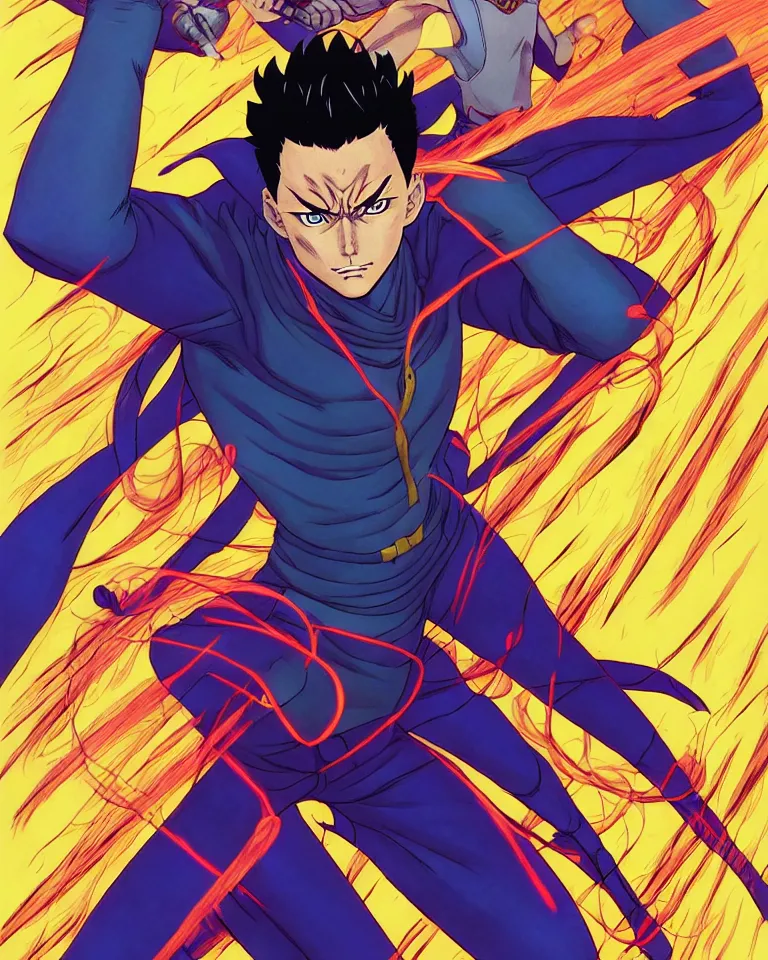 Image similar to a ( fantasy comic ) ( cover art ) portrait of ( yusuke urameshi firing spirit gun ), illustration by ken taylor and sana takeda and jenny frison, fine inking lines, vivid colors, photorealistic, hd, 4 k, trending on artstation