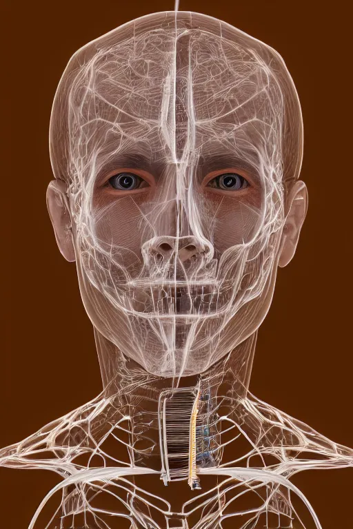 Prompt: x rays of a face transplant with a lot of wires , photorealistic,by Wlop,4k resolution