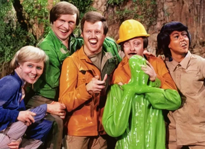 Image similar to the episode of M.A.S.H. where everyone gets covered with nickelodeon slime hd