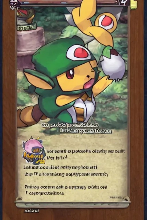 Image similar to a pokemon trading card of teemo, highly detailed pokemon trading card screenshot