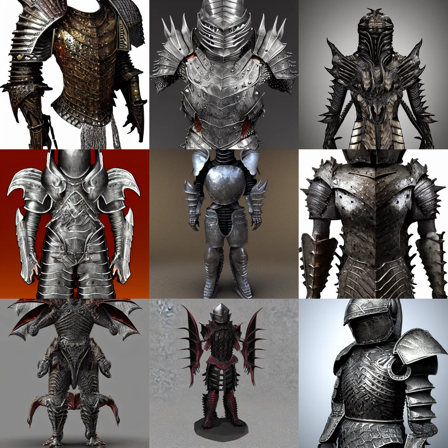 Prompt: dragon ancient full plate armor, in the style of giger