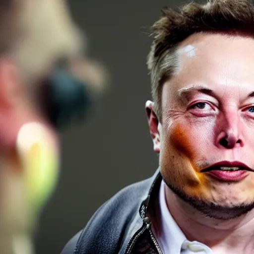 Prompt: elon musk wearing orange facepaint