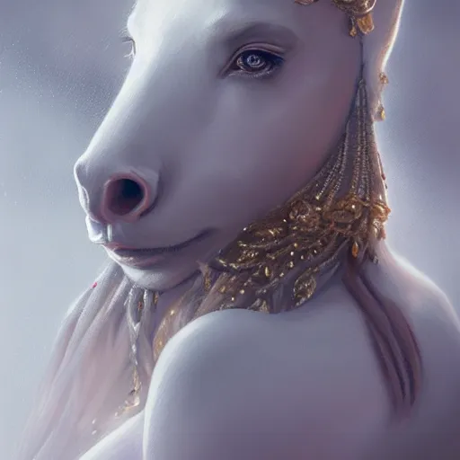 Prompt: portrait of a srilankan woman, white horse, roses, dreamy, fantasy, pain, intricate, elegant, highly detailed, digital painting, artstation, concept art, matte, sharp focus, illustration, octane render, unreal engine, art by aenaluck and roberto ferri and greg rutkowski, epic fantasy, digital painting