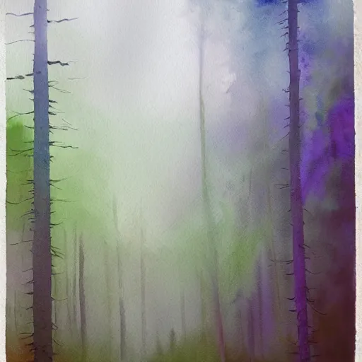 Image similar to watercolor foggy forrest