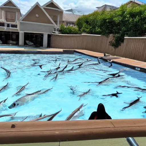 Image similar to sharks in a swimming pool