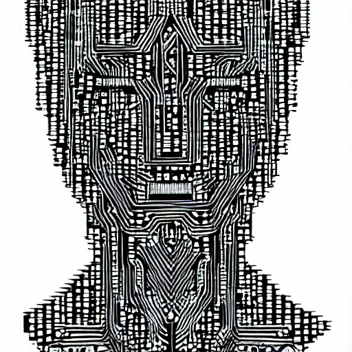 Prompt: cyber wolf portrait, Circuit Board lines