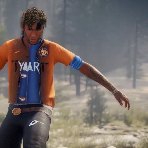 Prompt: Film still of Neymar, from Red Dead Redemption 2 (2018 video game)