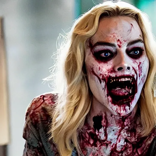 Image similar to photo of Margot Robbie as a zombie