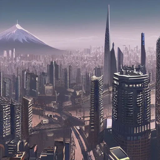 Image similar to Santiago of Chile skyline from a cyberpunk future