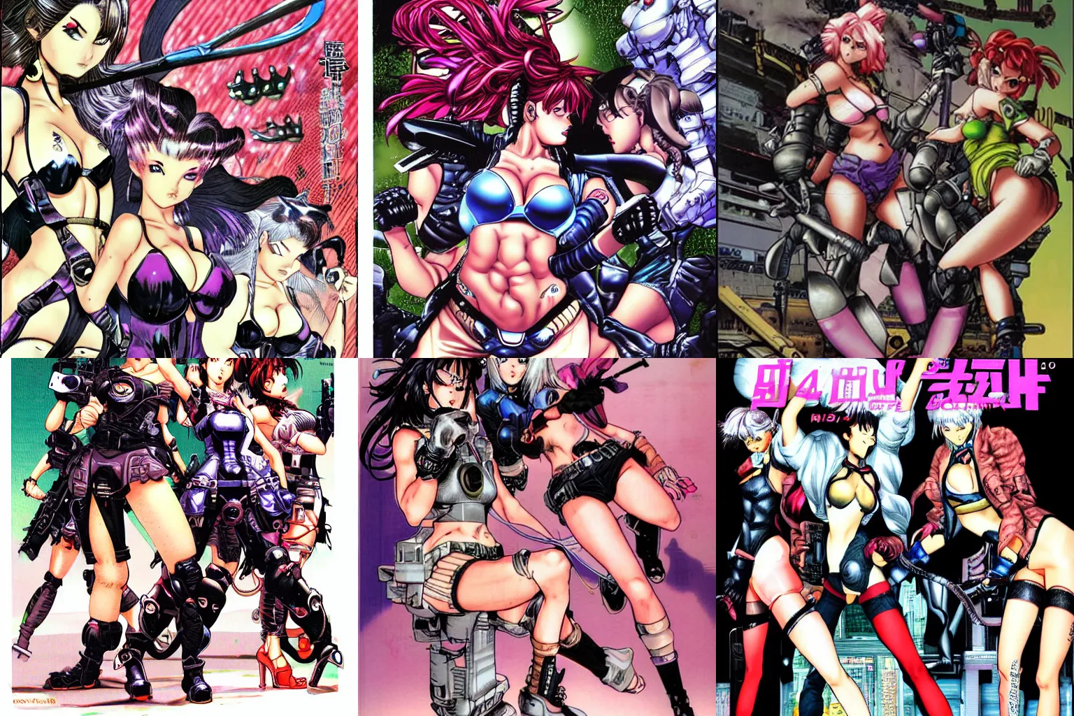 Prompt: fight girls by masamune shirow