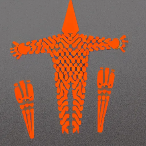 Prompt: a skeleton with hands that looks like traffic - cones